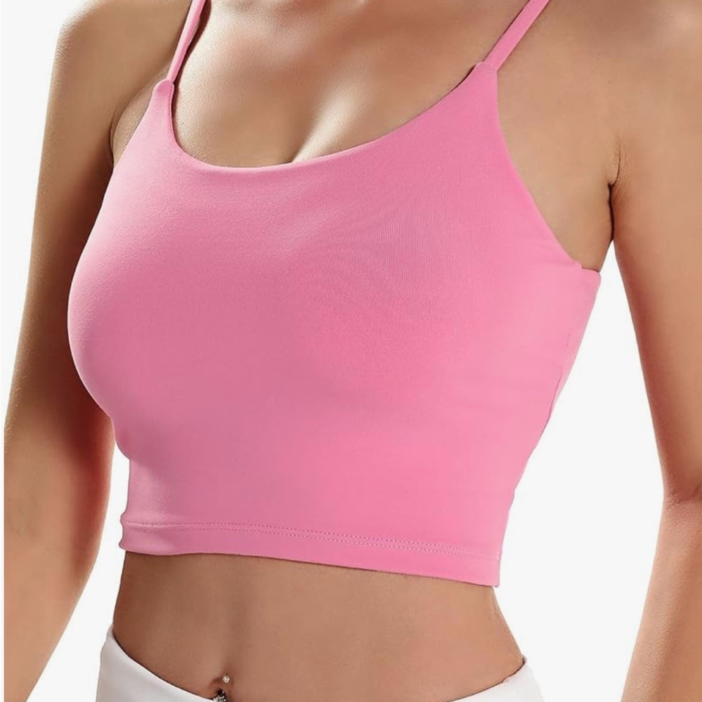 Pink Longline Sports Bra Workout Top